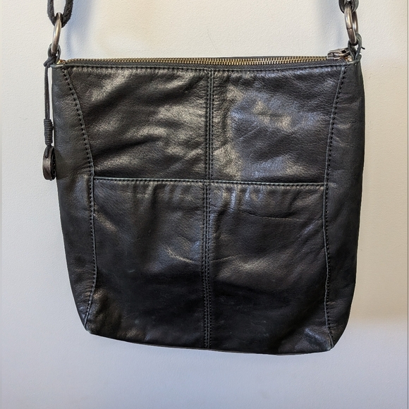 THE SAK Black Leather Shoulder Or Crossbody Bag Zipped Pockets - Picture 7 of 11